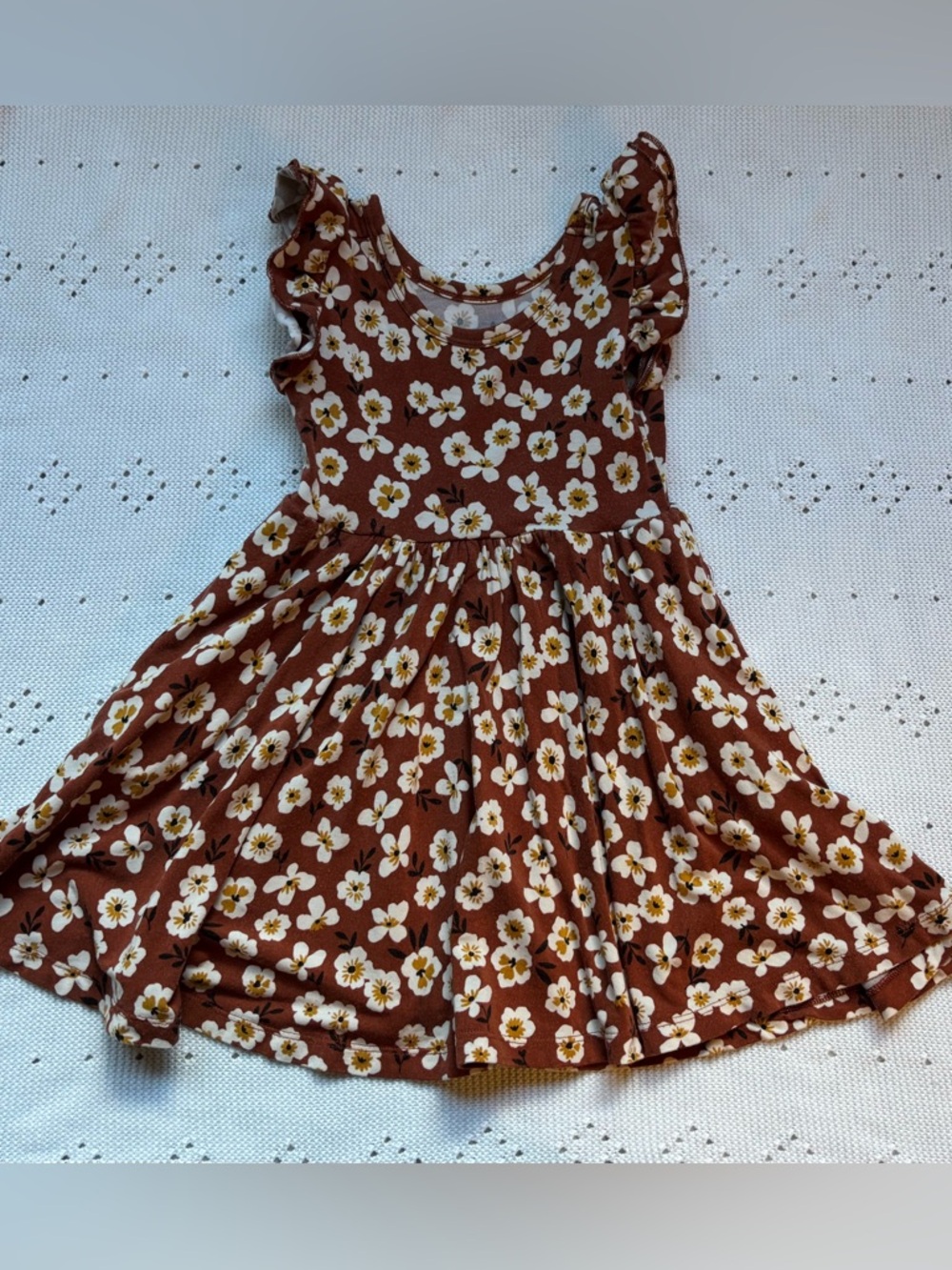 Little Sleepies Brown Floral Flutter Sleeve Dress